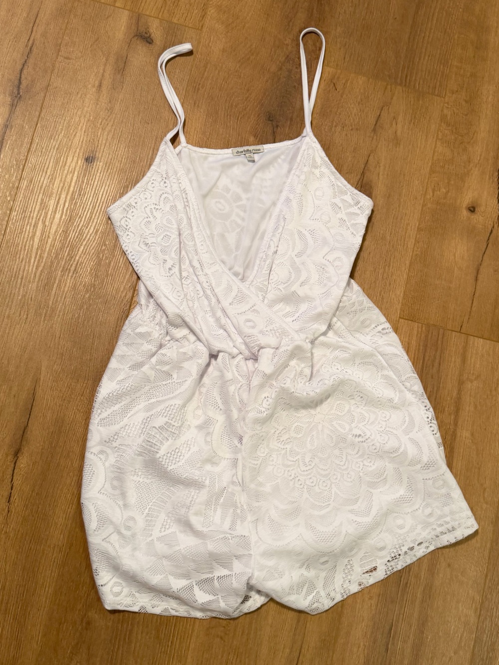 Charlotte Russe White Lace Surplice Romper